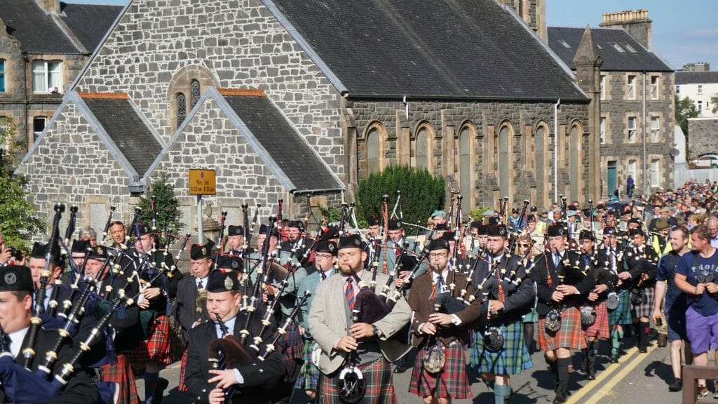 Bagpipe parade in Oban